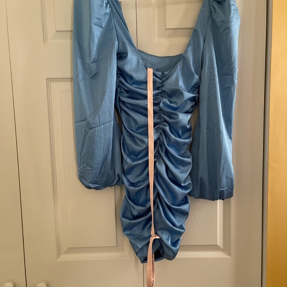 Precious Jewel Ruched Puff Sleeve Satin 